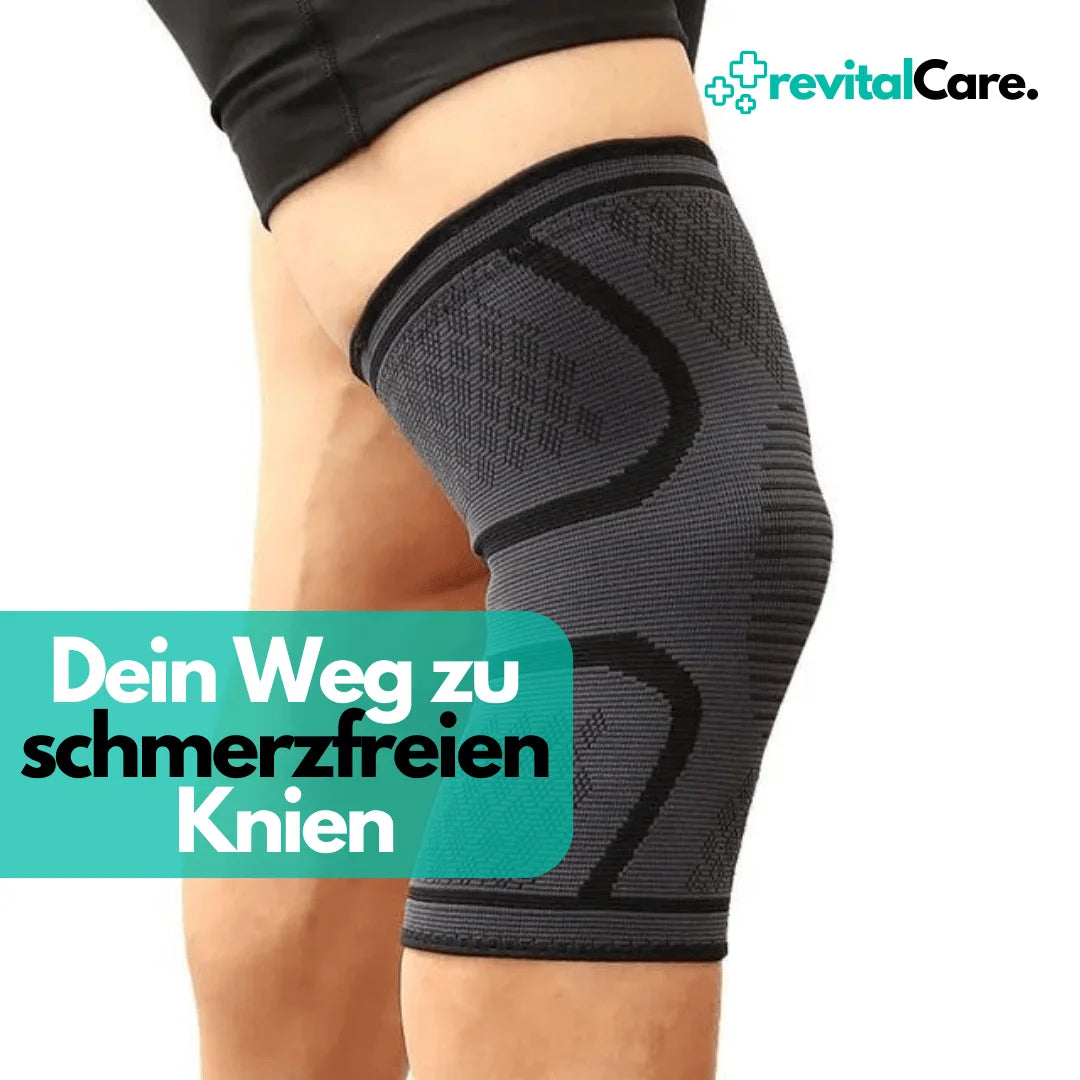 Schmerzlindernde revitalCare Kniebandage, ideal für Sport und Alltag, verspricht Weg zu schmerzfreien Knien