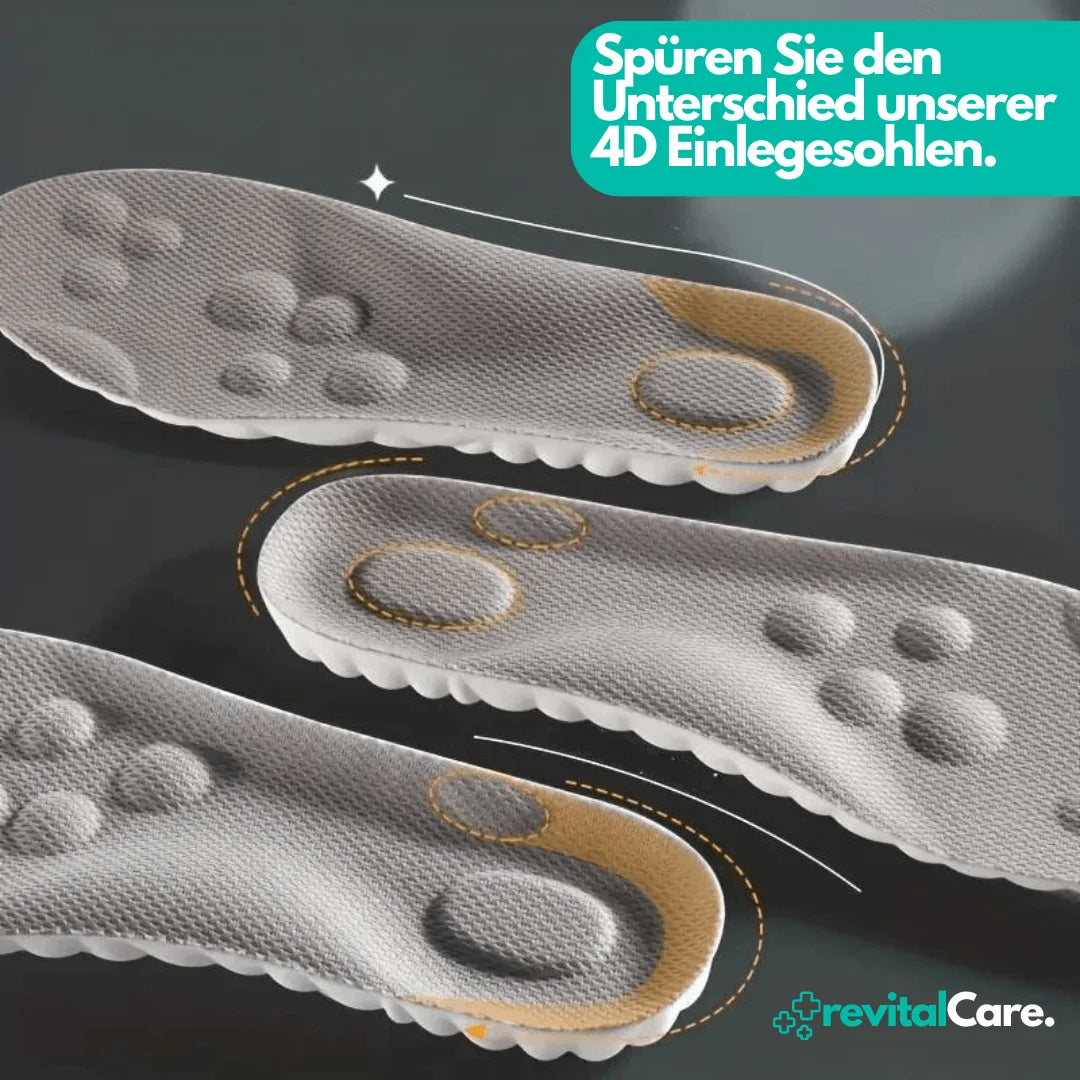 Erleben Sie den Unterschied mit revitalCare 4D Cloud Einlegesohlen für optimale Druckverteilung